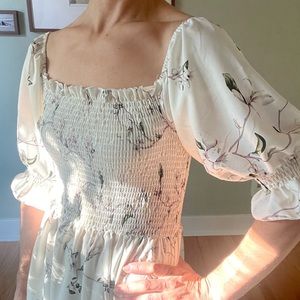 Floral Puffed Sleeve Maxi Dress